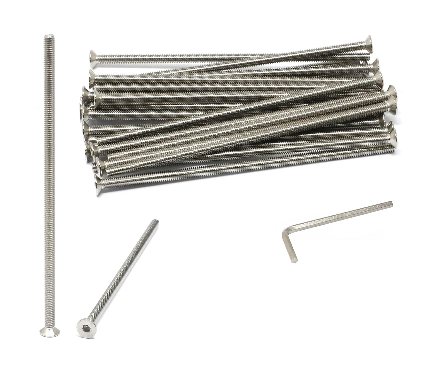 iexcell 5 Pcs M8 x 80mm Thread Pitch 1.25 mm Stainless Steel 304 Hex Socket Flat Head Cap Screws Bolts Kit