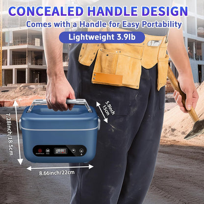 Cordless Electric Lunch Box,100W Self Heating Lunch Box,5 Cups Heated Lunch Box for Men,Multi-Mode Automatic Heating,Suitable for Office/Outdoor Use,Comes with an Insulated Bag and Utensils