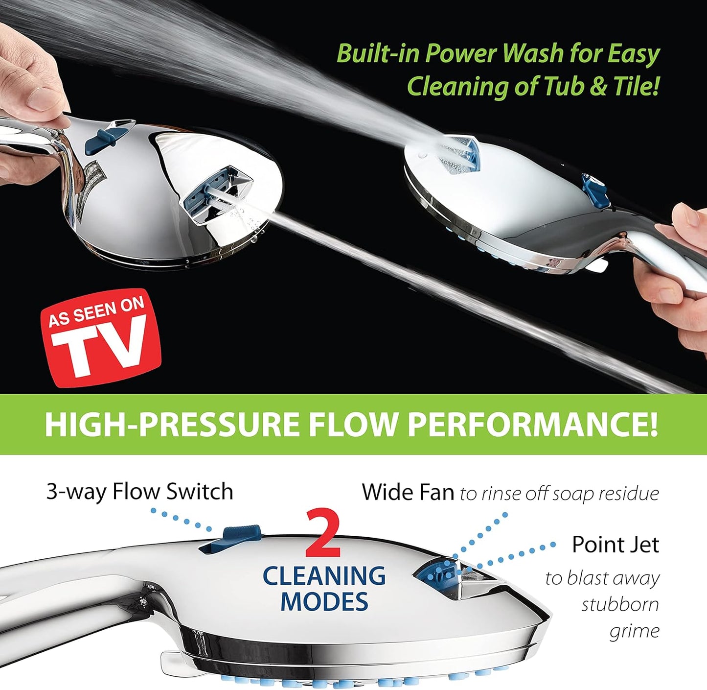 Purilite Select 8-Setting Handheld Shower Head – High Pressure, Self-Cleaning, Total Shower Hygiene System