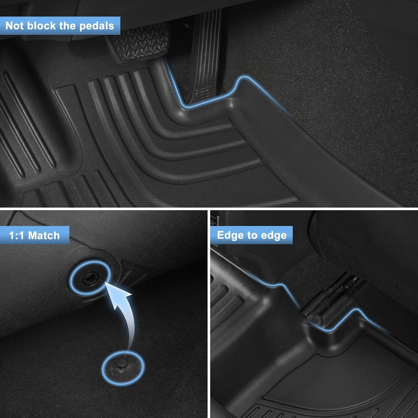 AOMSAZTO Floor Mats & Trunk Mat for 2024 2025 Chevy Equinox EV (Non Fuel),TPE All Weather Protection 2 Rows Car Floor Liners with Cargo Liner for Chevrolet Equinox EV (Non Fuel)