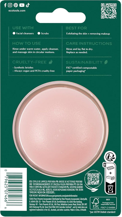 EcoTools Mini Facial Cleansing Brush, Infused with Citrus, Boosts Collagen, Safe for Sensitive Skin, Exfoliates & Clean Pores, Travel Sized, Ecofriendly, Vegan & Cruelty-Free, 2 Count