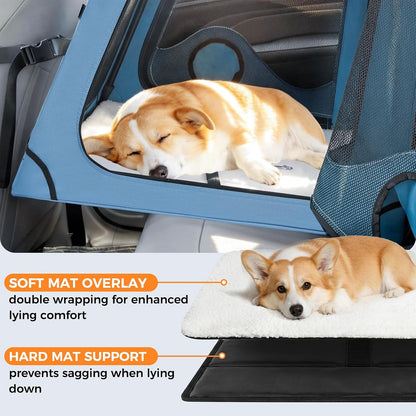 Snagle Paw Portable Dog Crate for Car Travel,Metal Frame Pet Crate,Pet Carrier for Car Back Seat Secures with Headrest Strap and Seatbelt,M