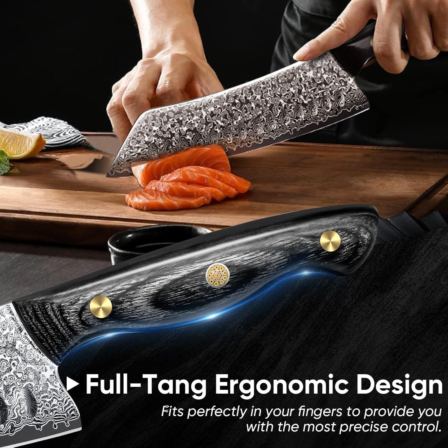 Purple Dragon Damascus Fish Fillet Knife - 7 inch Flexible Boning Knife with VG10 Core, Kitchen Slicing Knife with Full Tang Handle, Birthday Dad Mom Gift