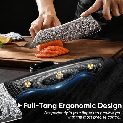 Purple Dragon Damascus Fish Fillet Knife - 7 inch Flexible Boning Knife with VG10 Core, Kitchen Slicing Knife with Full Tang Handle, Birthday Dad Mom Gift