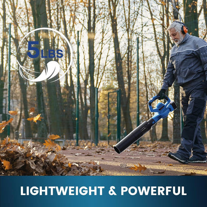 Leaf Blower Cordless,460CFM &190MPH,20V 4.0Ah Upgrade Battery Powered 2-in-1 Leaf Blower(Upgraded),6 Variable Speed,for Blowing Leaves,Debris,Snow and Dust,4.0Ah Battery&Charger Included(Blue)