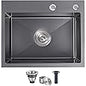 Yutong 16" x 20" Top-Mount/Drop in SS304 Stainless Steel Kitchen Black Sink Single Bowl Without Grid