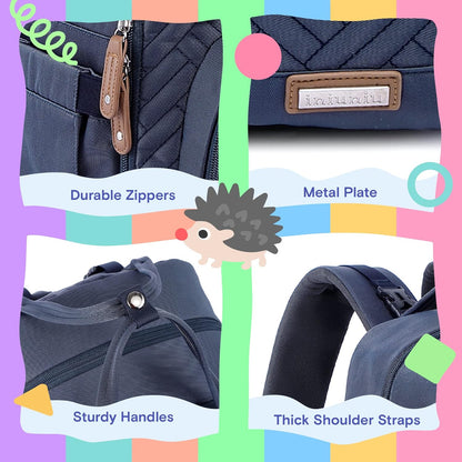 Diaper Bag Backpack, iniuniu Large Baby Bags with Diaper Pouch, Washable Changing Pad, Pacifier Case and Stroller Straps