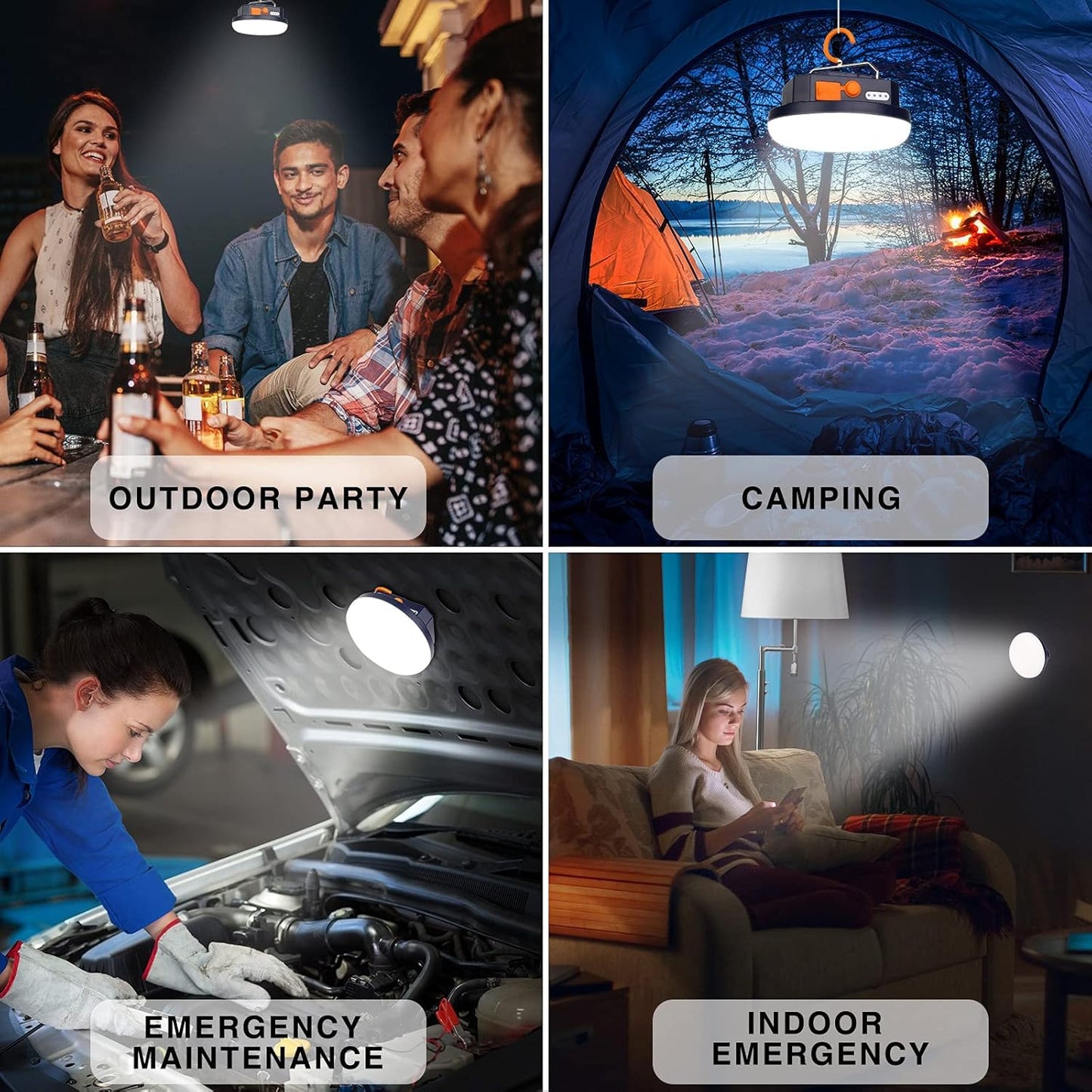 LED Camping Lantern Rechargeable, 9900mAh Power Bank LED Lantern with Magnet Tent Lantern IPX4 Waterproof 2500LM 4 Light Modes for Hook Camping, Hiking, Hurricane Emergency, Home and Car