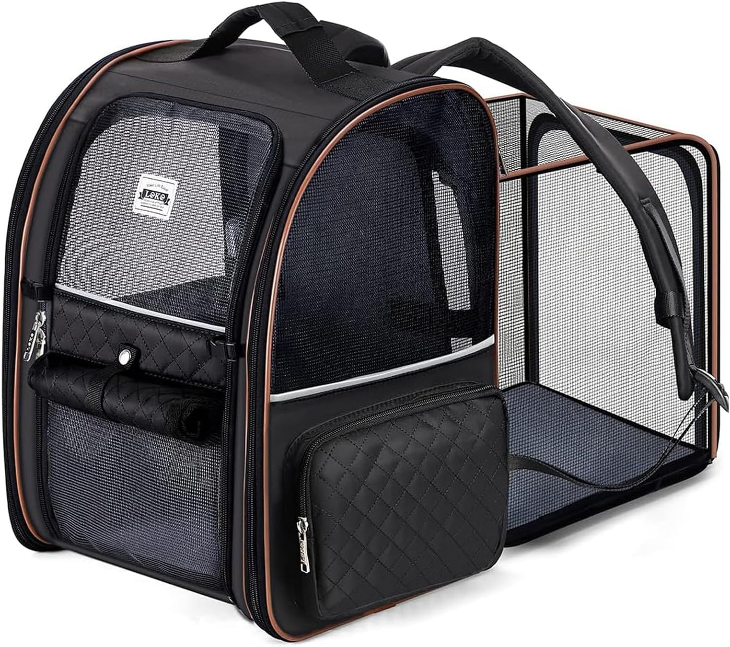 Lekespring Cat Bag, Expandable Cat Backpack Carrier for Small Dogs Medium Cats Fit Up to 18 Lbs, Dog Backpack Carrier, Foldable Pet Backpack Carrier for Travel, Hiking, Outdoor Use (Grey)