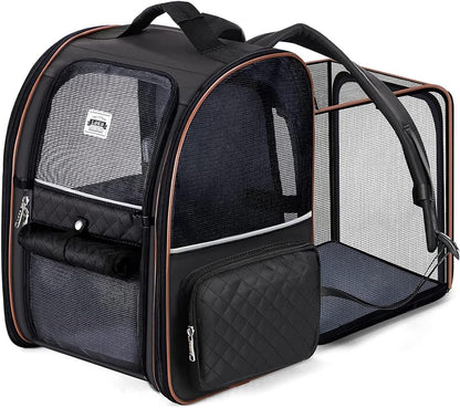 Lekespring Cat Bag, Expandable Cat Backpack Carrier for Small Dogs Medium Cats Fit Up to 18 Lbs, Dog Backpack Carrier, Foldable Pet Backpack Carrier for Travel, Hiking, Outdoor Use (Grey)