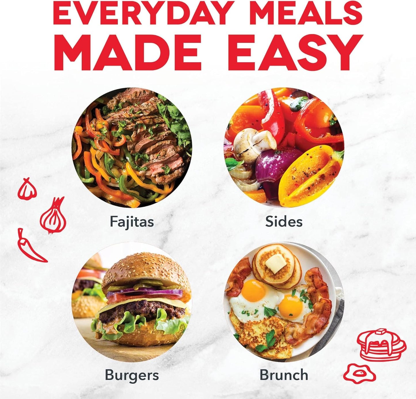 DASH Deluxe Everyday Electric Griddle with Dishwasher Safe Removable Nonstick Cooking Plate for Pancakes, Burgers, Eggs and more, Includes Drip Tray + Recipe Book, 20” x 10.5”, 1500-Watt - Red