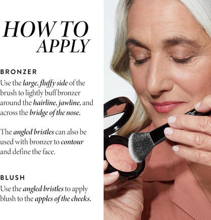 LAURA GELLER NEW YORK Dual-Ended Blush + Bronzer Brush - Blush Bronzer Contour Face Makeup Brush