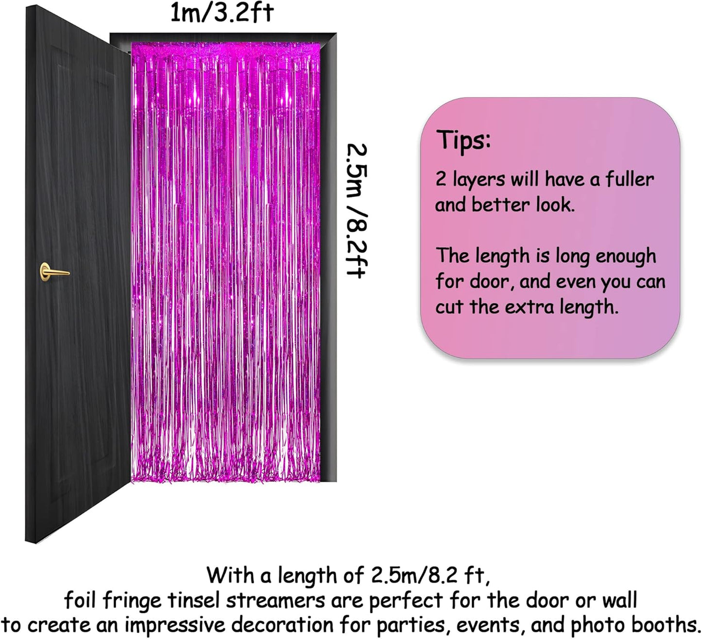 GREATRIL Iridescent Party Tinsel Fringe Backdrop Decorations - Holographic Foil Streamers Curtain for Mermaid/Under The Sea/Frozen/Ocean/Disco/Birthday Themed 3.2ft x 6.5ft - 2 PCS