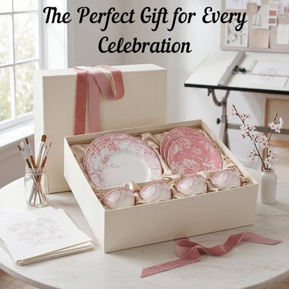 222 Fifth Adelaide Blush 12-Piece Pink Porcelain Dinnerware Set – Service for 4, Plate & Bowl Set, White with Pink Floral Pattern, for Daily Dining & Entertainment, Microwave & Dishwasher Safe