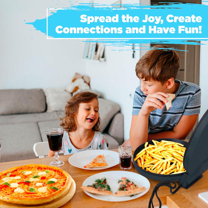 Courant Countertop Pizza Maker 12 inch Pizzas Machine, Newly improved Cool-touch Handle Non-Stick plates Pizza oven & Calzone Maker, Electric Oven for Home or School, 12” Indoor Grill/Griddle, Black