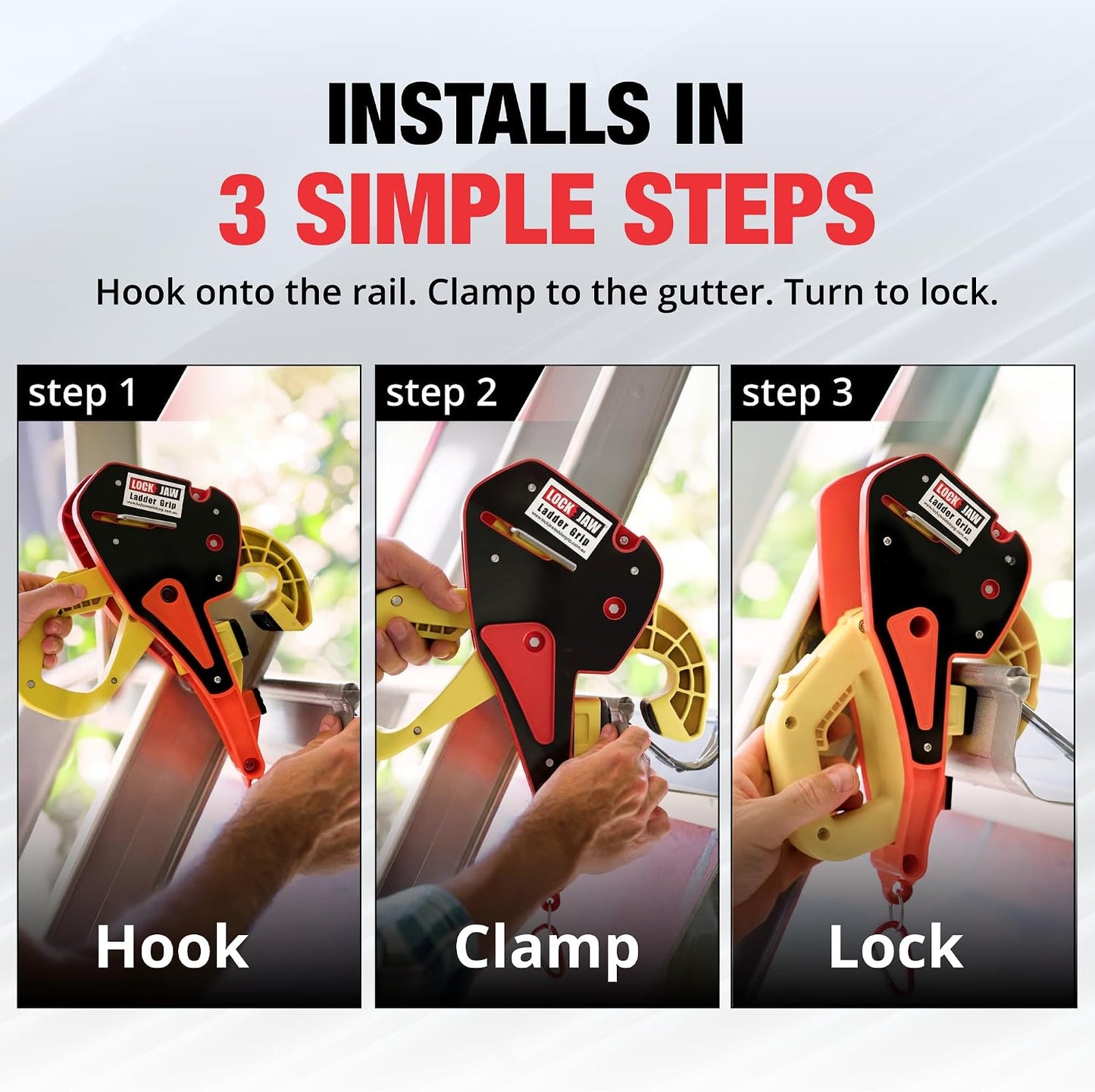 Lock Jaw Ladder Grip - Ladder Safety Clip - Feel secure on your ladders and climb safer by Ladder GripL8