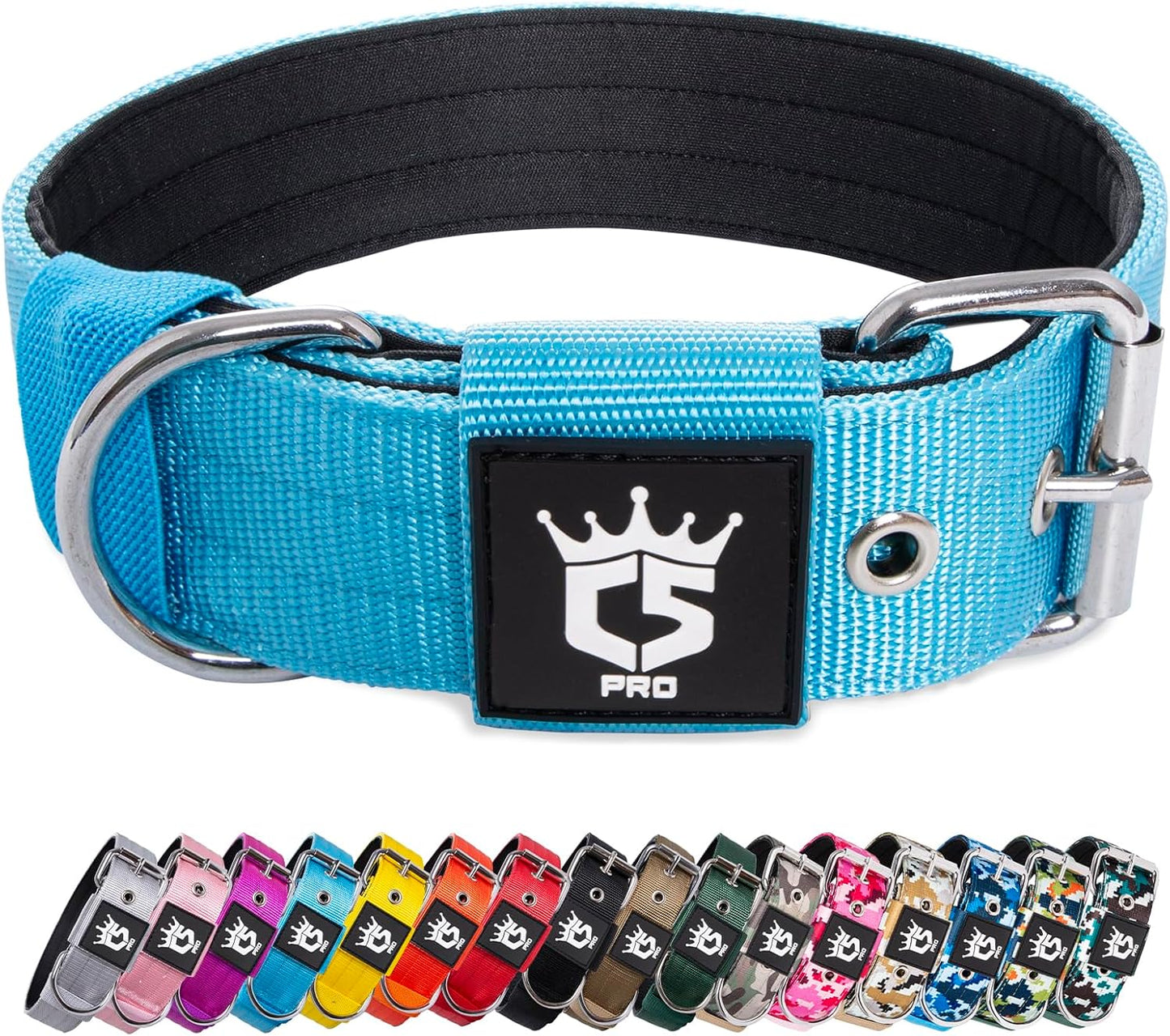 TSPRO Tactical Dog Collar 1.5 inch Wide Dog Collar Military Grade Strong Dog Collar Thick Dog Collar Heavy Duty Metal Buckle Dog Collar(Green-L)