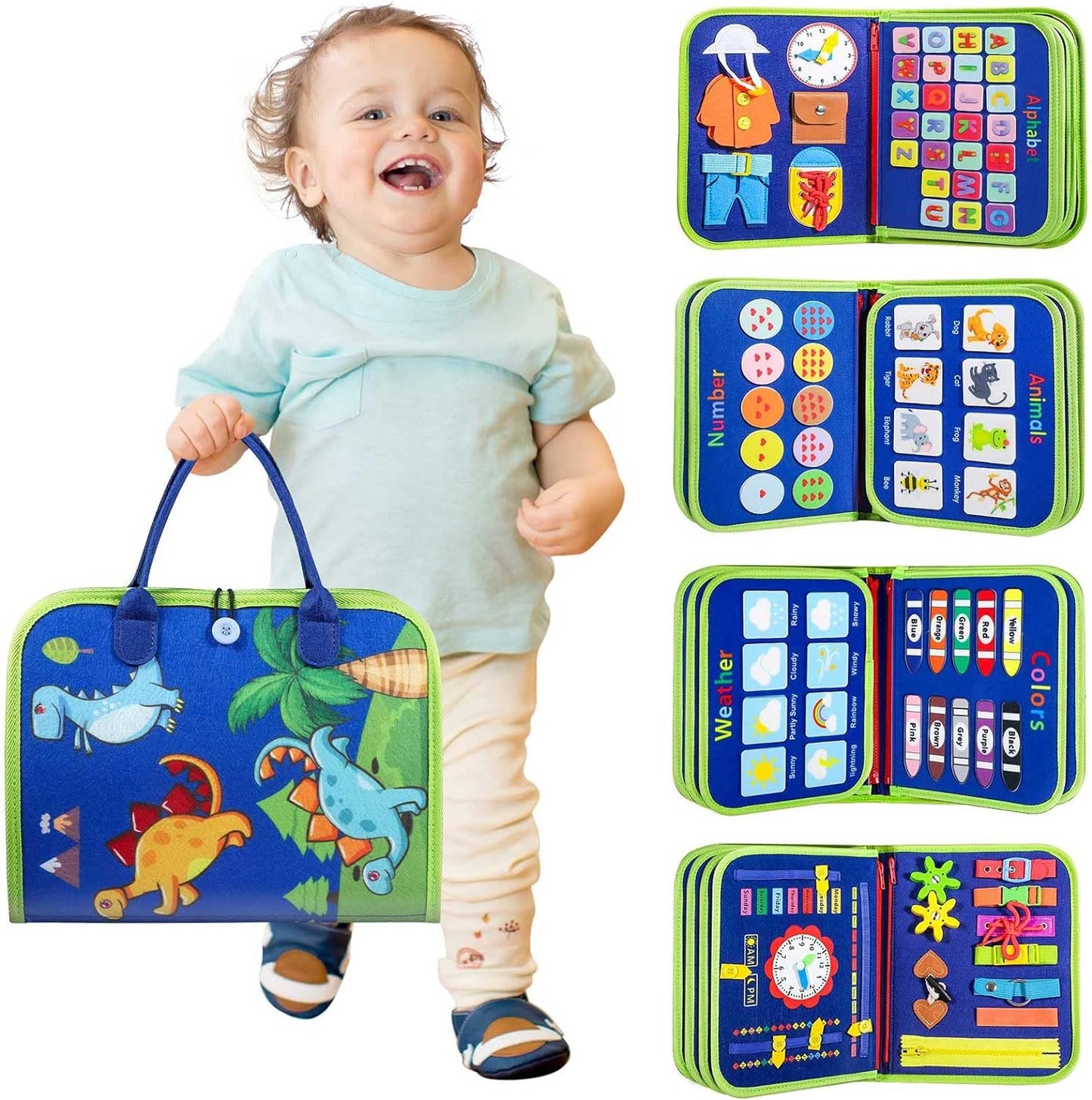 Winblo Toddler Busy Board - Montessori Toys for Toddler Girl Birthday Gift, Educational Learning Sensory Busy Book for Girls, Airplane Car Travel Activities Toy for Toddlers