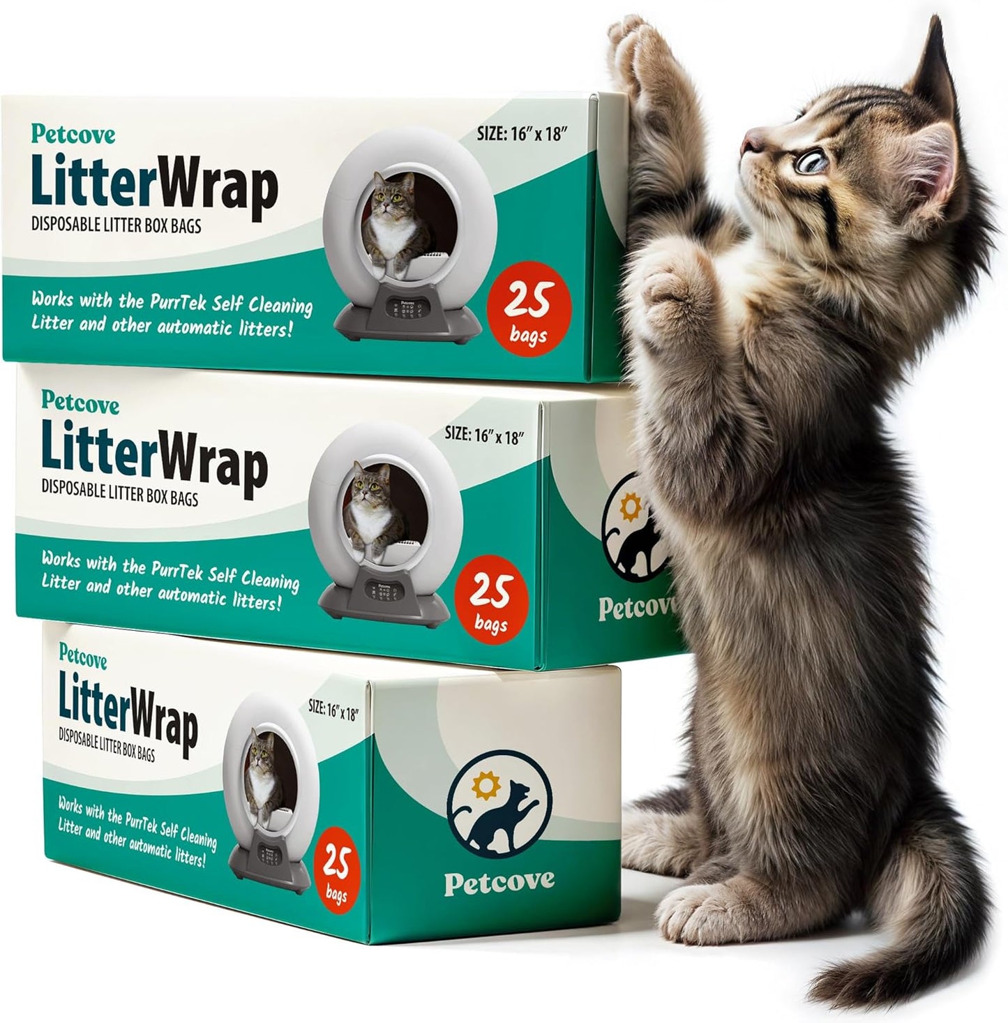 PetCove Self Cleaning Litter Box - Automatic Cat Litter Box up to 75L, App‑Control Cat Litter Box with Integrated Safety Protection, Advanced Odor Control & Smart Weight Monitoring with Cat Litter Bag