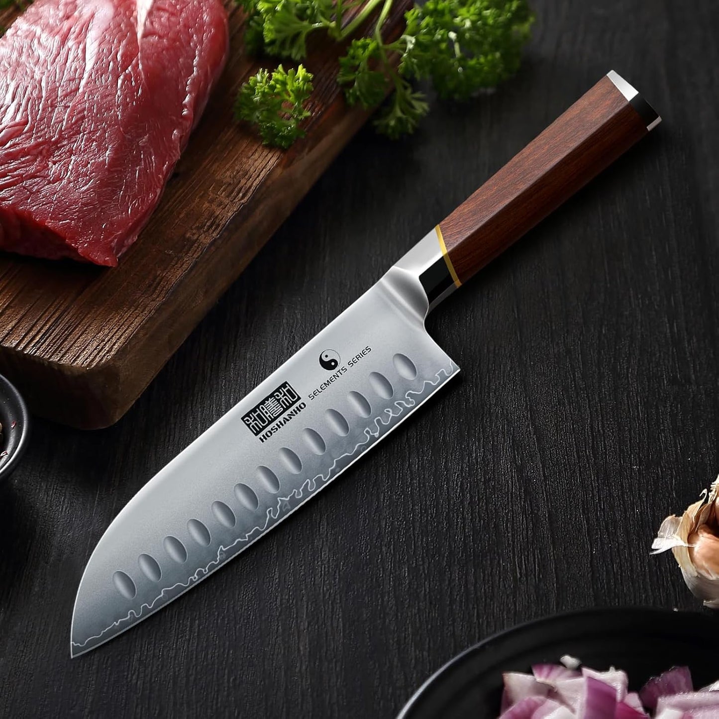 HOSHANHO Fillet Knife 7 Inch, Professional Japanese Super Steel Boning Knife for Meat Chicken Cutting, Japanese Fish Fillet Knife with Ergonomic Red Sandal Wooden Handle