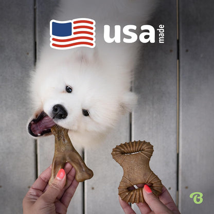 Benebone 4-Pack Durable Dog Chew Toys for Aggressive Chewers, Real Flavors, Made in USA, Medium