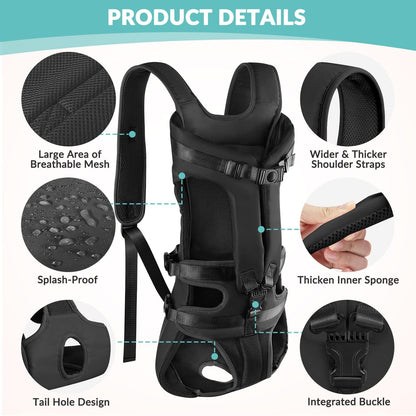 SlowTon Dog Carrier Backpack for Small Medium Dogs, Legs Out & Easy-Fit Dog Cat Puppy Front Carriers Bag for Pet Up to 35lbs, Adjustable Breathable Pet Backpack for Traveling Camping Hiking