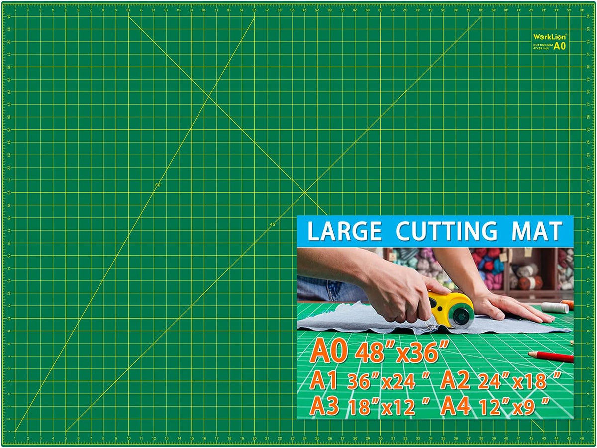 WORKLION 24" x 36" Large Self Healing PVC Cutting Mat, Double Sided, Gridded Rotary Cutting Board for Craft, Fabric, Quilting, Sewing, Scrapbooking - Art Project…