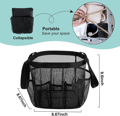 Attmu Mesh Shower Caddy Portable for College Dorm Room Essentials with 8 Pockets, Hanging Shower Caddy Basket Tote Bag Toiletry Accessories for Bathroom