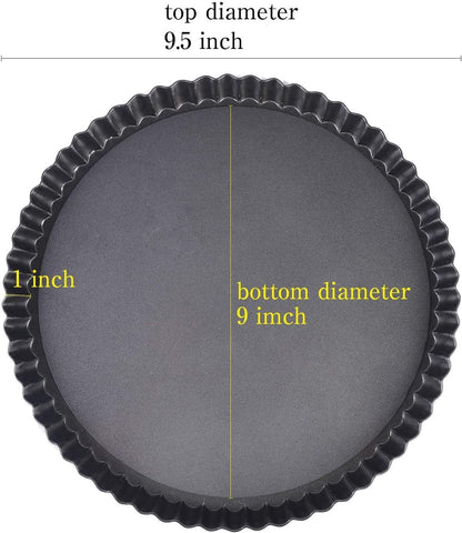 Tart Pan, Quiche Pan, RICHSC Non-Stick Removable Loose Bottom Carbon Steel 9In Tart Pan, Easy to Operate and Clean.
