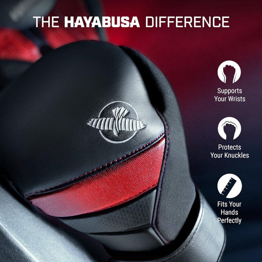 Hayabusa T3 Boxing Gloves for Men and Women Wrist and Knuckle Protection, Dual-X Hook and Loop Closure, Splinted Wrist Support, 5 Layer Foam Knuckle Padding - PuriLite