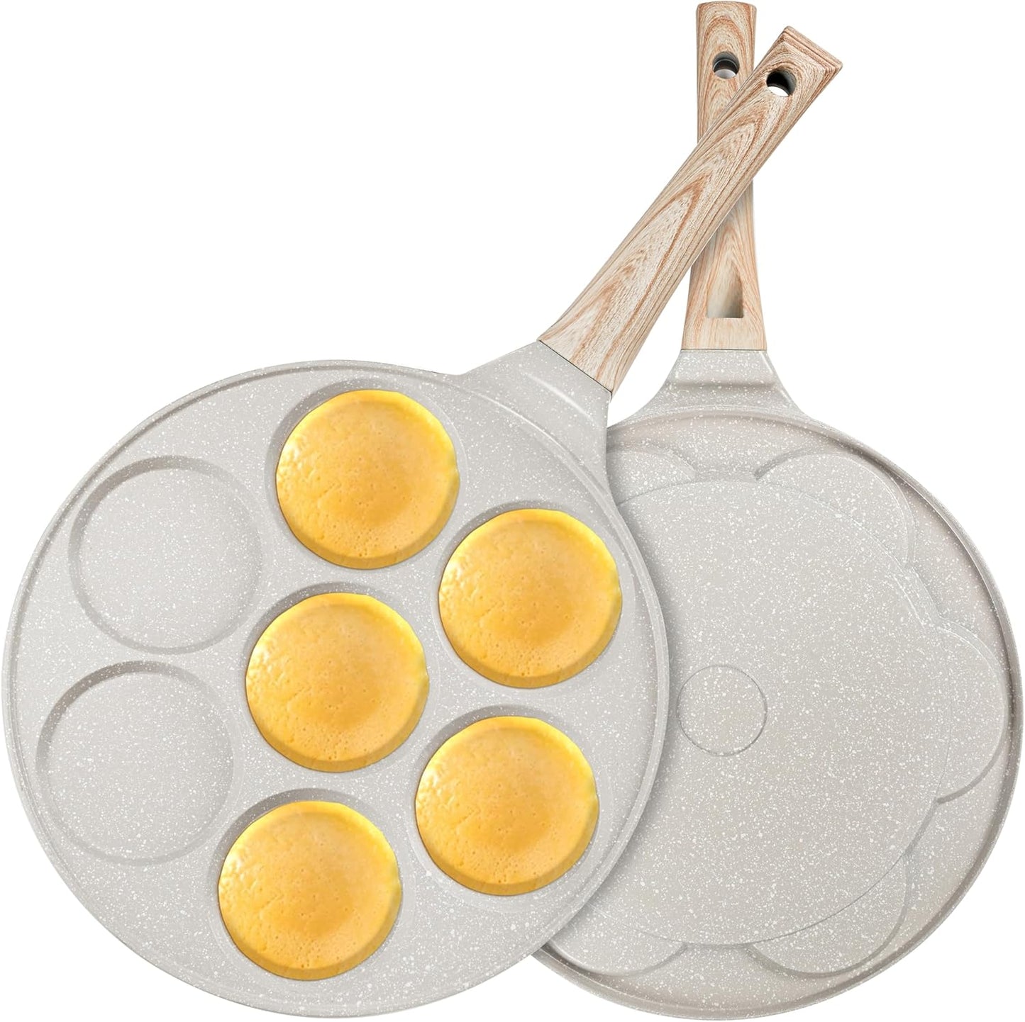 KRETAELY Nonstick Pancake Pan Pancake Griddle with 7-Mold Design Mini Pancake Maker with PFOA Free Coating-Black