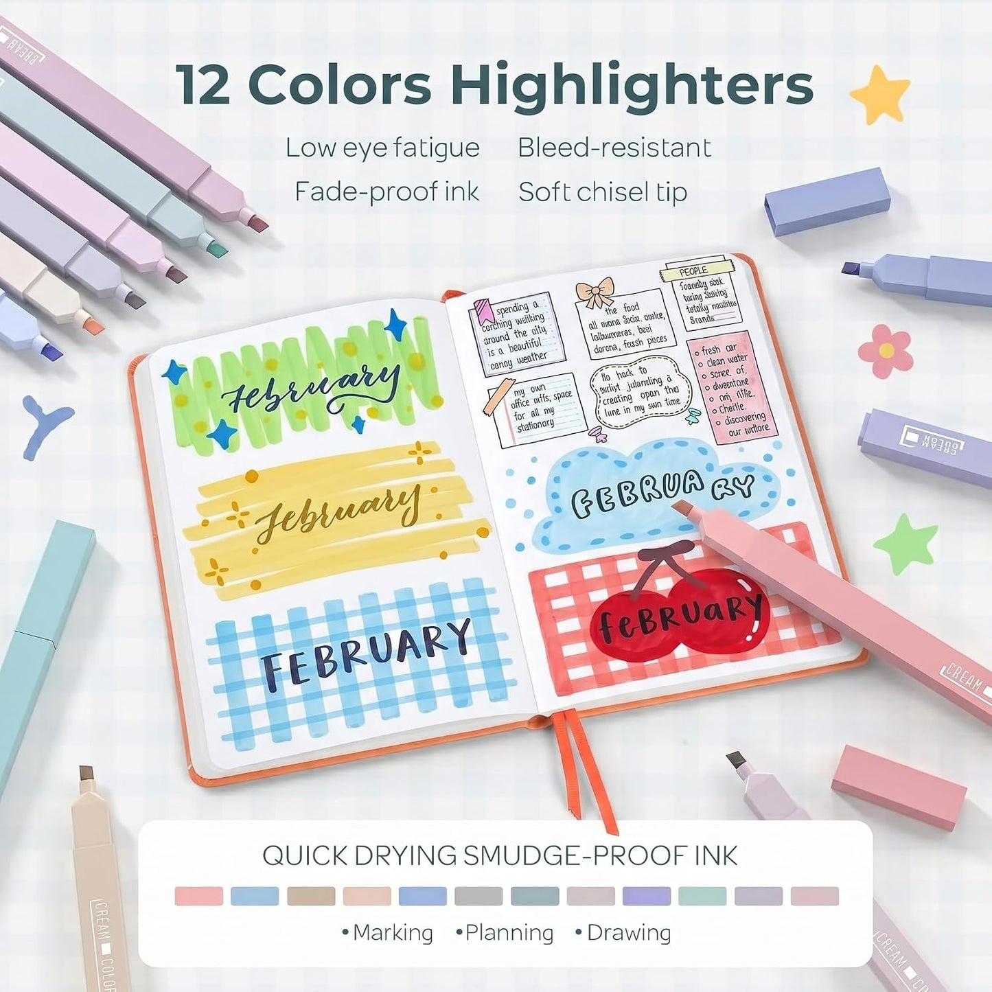 Nicpro 39 PCS Aesthetic School Supplies, Cute Pen Case Stationery Set,Green | 12 Highlighters, 5 Quick Dry Gel Pens, 6 Mechanical Pencils 0.5 & 0.7 mm, Back to School Kit for Student College Essentials
