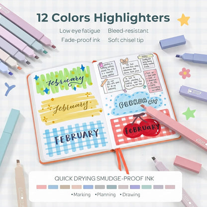 Nicpro 39 PCS Aesthetic School Supplies, Cute Pen Case Stationery Set,Green | 12 Highlighters, 5 Quick Dry Gel Pens, 6 Mechanical Pencils 0.5 & 0.7 mm, Back to School Kit for Student College Essentials