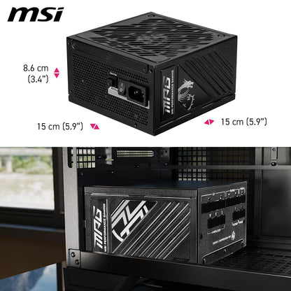 MSI MPG A1250GS PCIE5, 80 Plus Gold Full Modular 1250W Power Supply, 12V-2x6 Cable, ATX 3.1 & PCIE 5.1 Ready