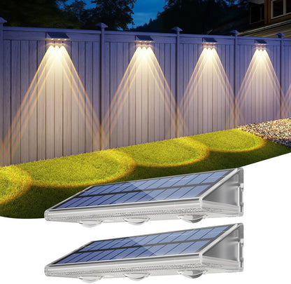 Yilaie Solar Lights Outdoor-IP67 Waterproof 3000K/4500K/6500K,High Brightness LED Solar Fence Lights,Solar Wall Light for Outside Backyard/Railing/Step/Patio/Stair Railings/Pool （4 Pack）