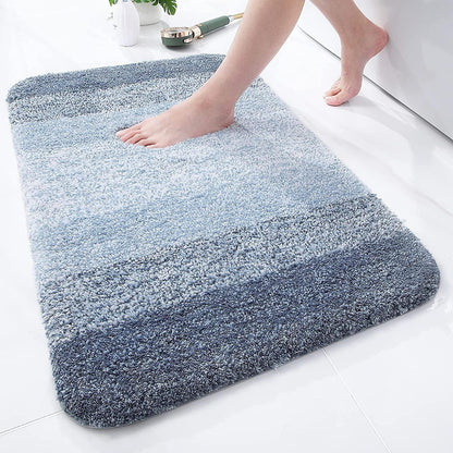 OLANLY Luxury Microfiber Bath Mat, Extra Soft and Absorbent Bathroom Mat, Non-Slip Plush Shaggy Bathroom Rug, Machine Wash Dry, Bath Rugs for Bathroom Floor, Tub and Shower, 16x24, Grey
