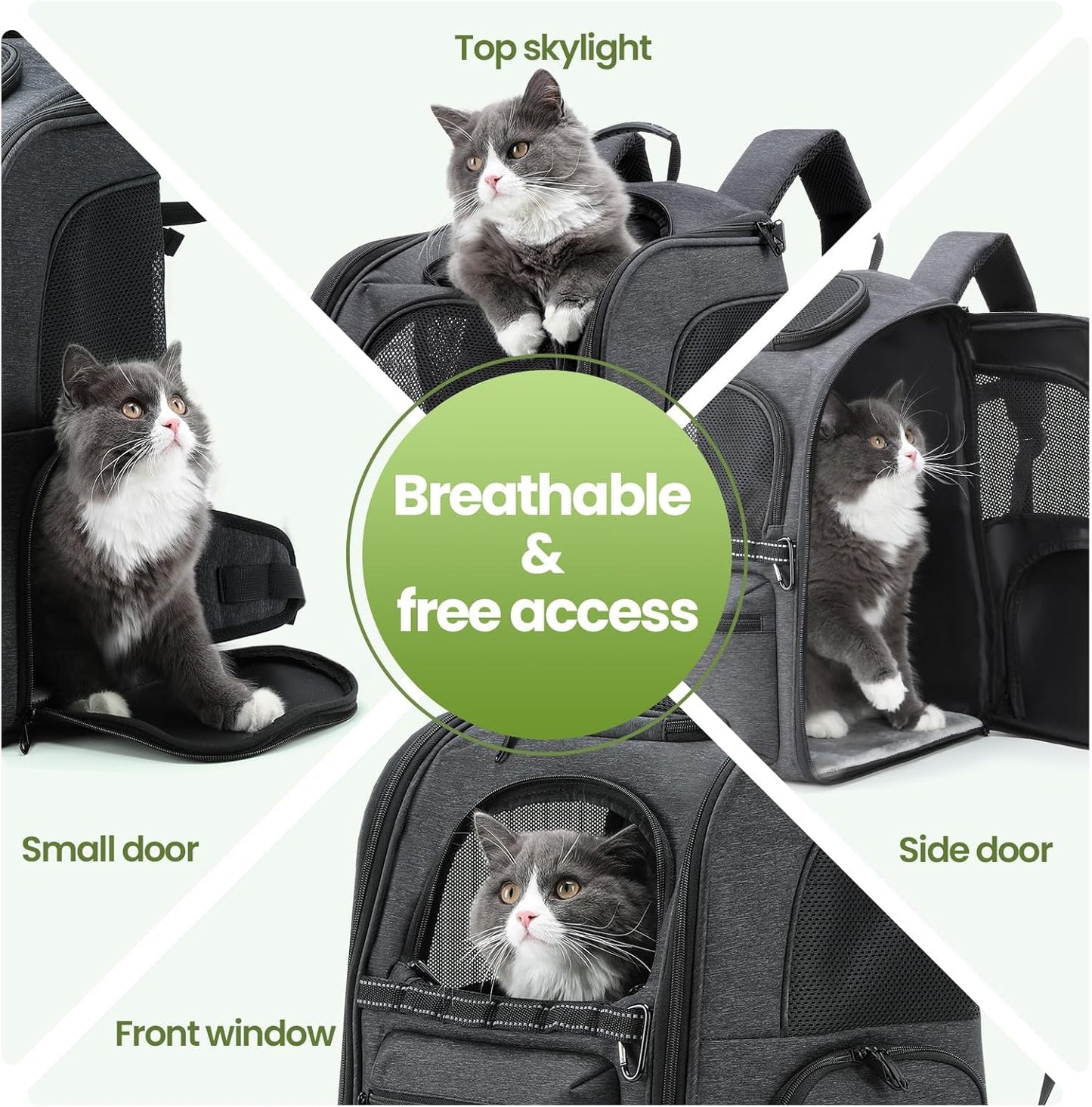 Pecute Cat Backpack Anti-Gravity Load Reduction 30%, Dog Backpack with Locking Zippers, Pressure-Relieving, Suitable for Traveling, Taking Public Transportation, Visiting The Doctor, Hiking