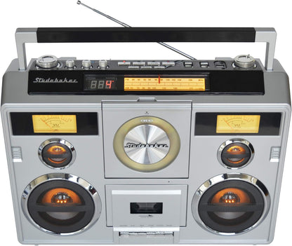 Sound Station Portable Stereo with Bluetooth/CD/AM-FM Radio/Cassette Recorder (Silver)