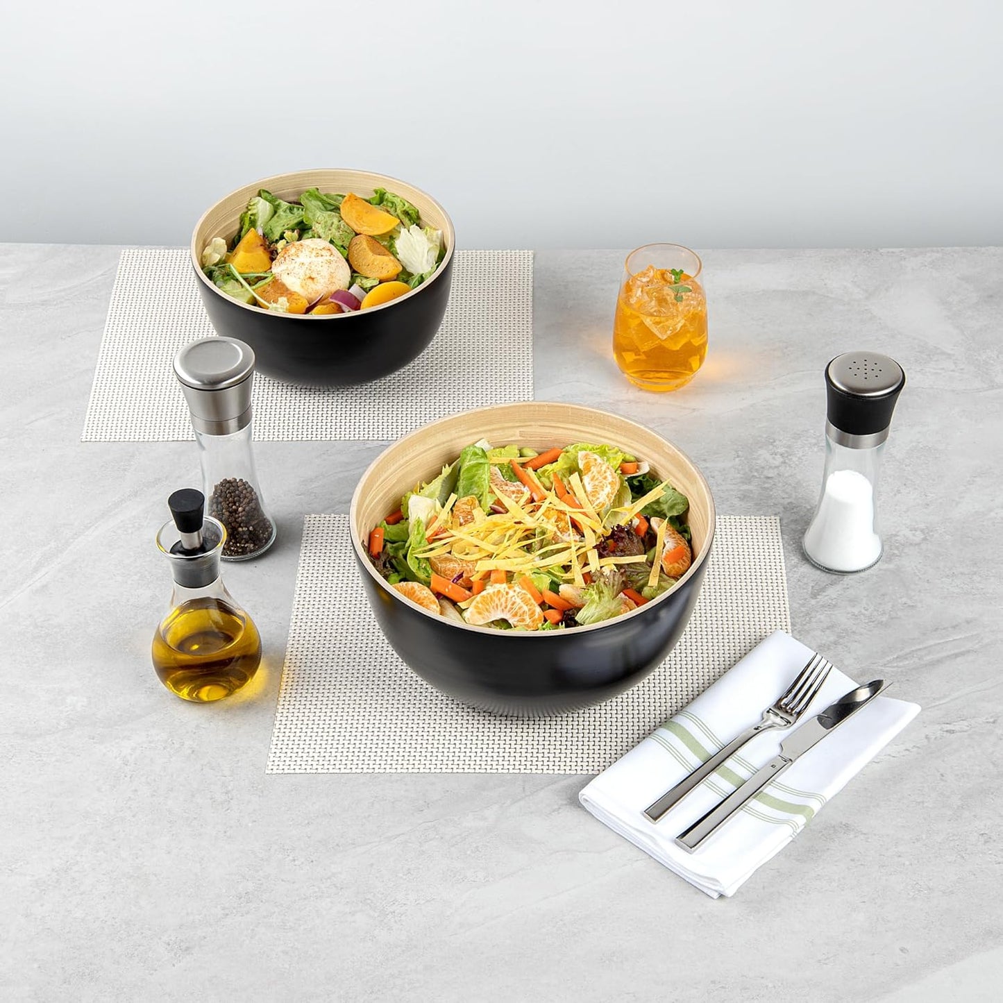 Restaurantware-Bambuddha 15 Ounce Small Salad Bowl, 1 Heavy-Duty Round Salad Bowl - Sustainable, Reusable, Black Bamboo Serving Dish, for Serving Salads, Fruits, and Appetizers