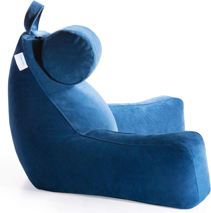 Linenspa Shredded Foam Reading Pillow - Perfect for Adults, Teens, and Kids - Velour Cover - 3 Year U.S. Warranty, Stone