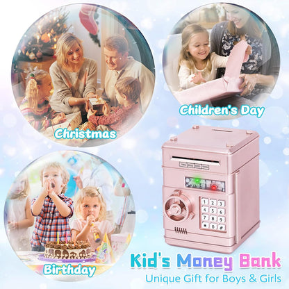 Refasy Boy Toys Age 6-8,Electronic Piggy Bank,Password Money Bank Toys for Kids,ATM Piggy Bank Money Saving Box,Birthday Xmas Gifts for Boys Girls(Blue Green)