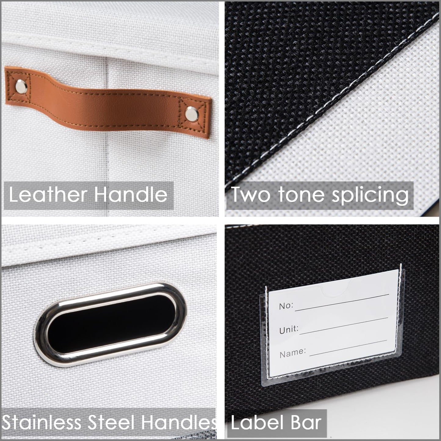 PRANDOM Large Foldable Storage Bin with Lid [1-Pack] Linen Fabric Decorative Storage Box Organizer Containers Basket Cube with Handles Divider for Bedroom Closet Office Living Room (17.7x11.8x11.8")