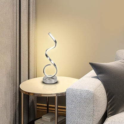 Modern Spiral LED Table Lamp with Touch Control | 22W Dimmable Desk Lamp with USB Charging for Bedroom, Living Room, Office - PuriLite