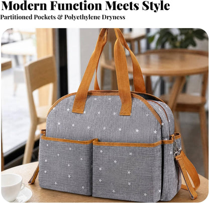 SM SunniMix Waterproof Maternity With Structured Design Contrast Trim And Wipe Clean Exterior For Organizing Supplies Suitable For Travel Pushchair Use, Gray