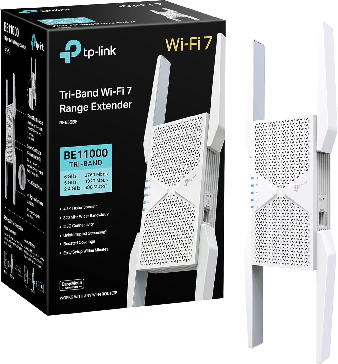 TP-Link AC1200 WiFi Extender (RE300) - Covers Up to 1500 Sq.ft and 25 Devices, Up to 1200Mbps, Supports OneMesh, Dual Band Internet Repeater, Range Booster