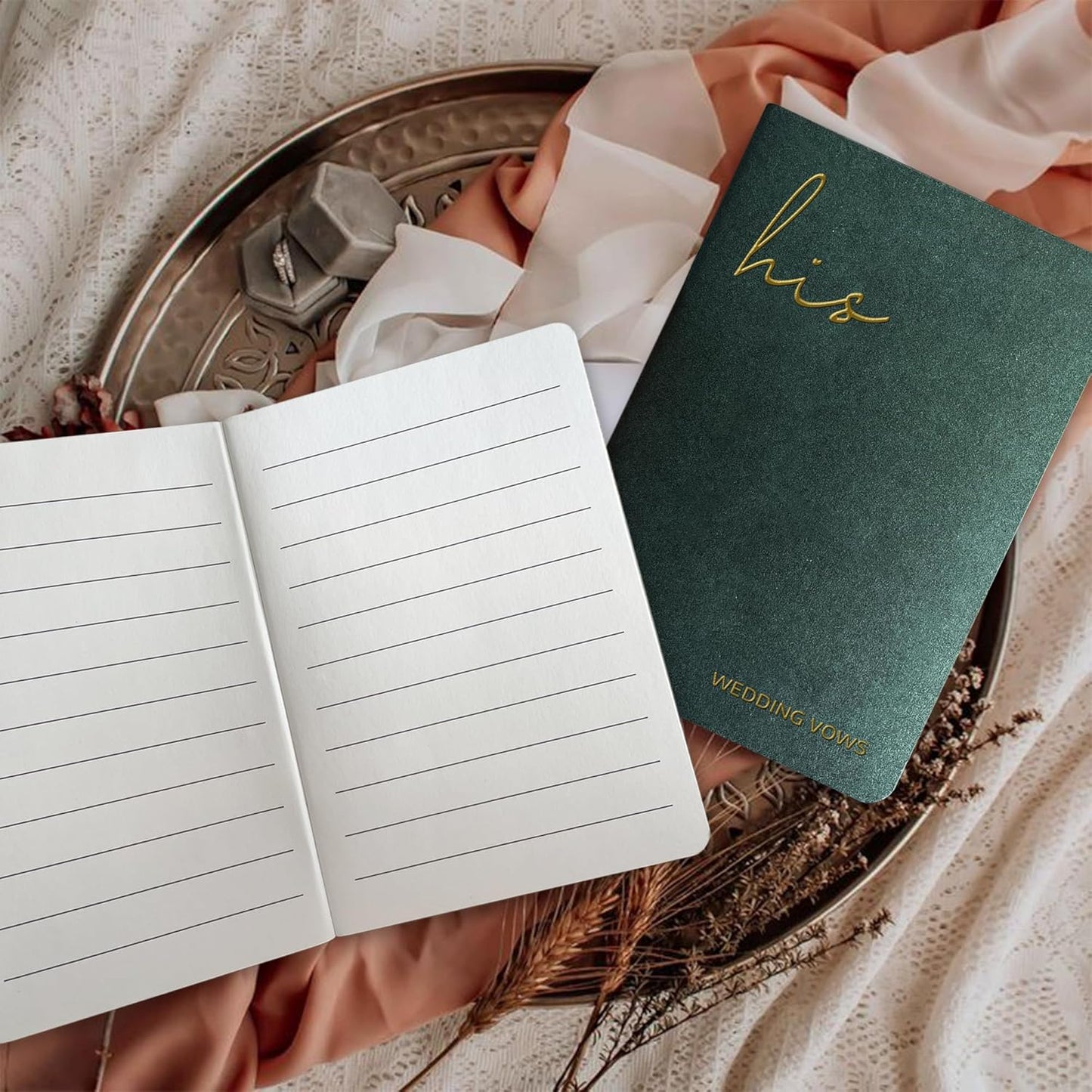 WeddingGiftsWedding Vow Books His and Hers Soft Touch Gold Foil Engraving Vow Books Wedding Essentials Wedding Accessories(TR-HH-Black)