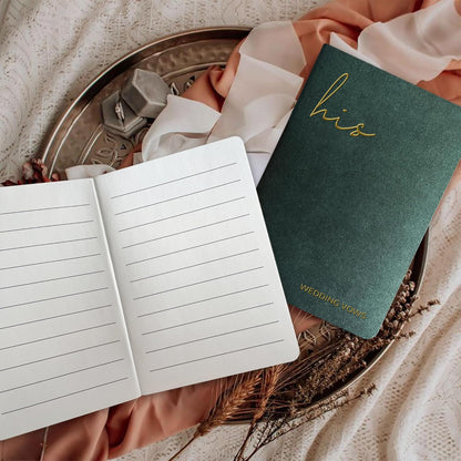 WeddingGiftsWedding Vow Books His and Hers Soft Touch Gold Foil Engraving Vow Books Wedding Essentials Wedding Accessories(TR-HH-Black)