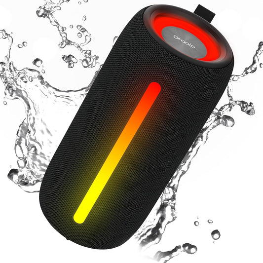 Oraolo Portable Bluetooth Speaker, Wireless Speaker with 24W Loud Stereo Sound, RGB Lights, TWS Pairing, Bluetooth 5.4, Support AUX/TF Card, IPX6 Waterproof Outdoor Speaker for Party Camping Home
