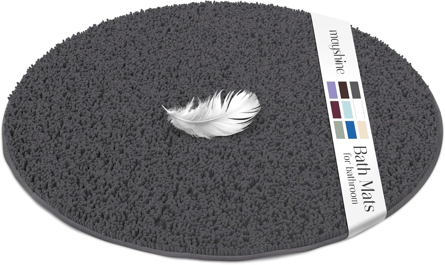 Soft Plush Chenille Bathroom Rug, Absorbent Microfiber Bath Mat, Machine Washable, Non-Slip Grip, Quick-Dry, Thick Shag Carpet Great for Bath, Shower Floor, Bedroom, or Door Mat (Beige, 17x24)