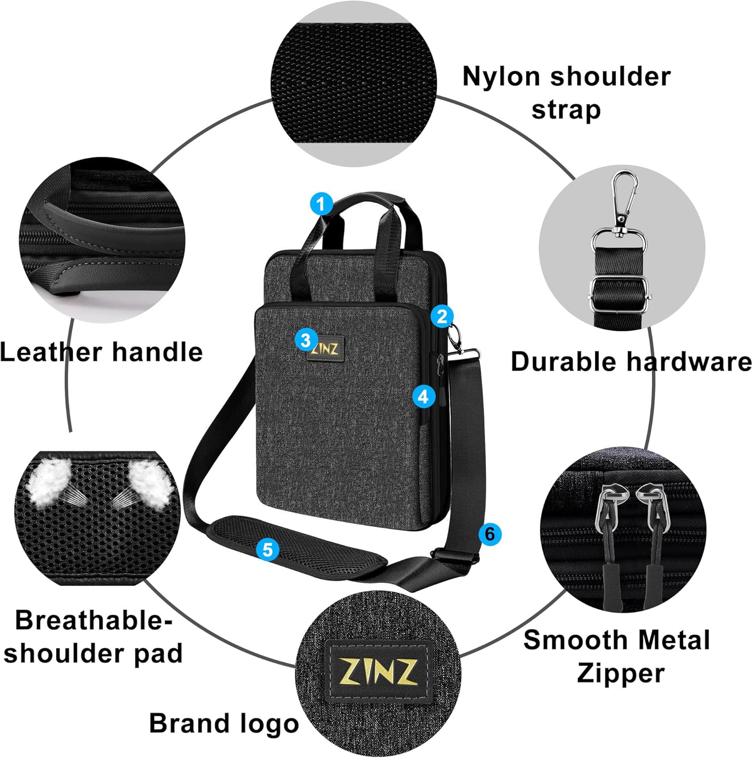 ZINZ Slim & Expandable Case 12.9 13 inch Travel Laptop Shoulder Bag for MacBook Air 13" M3/M2/M1, MacBook Pro 13" M2/M1, iPad Pro 12.9"/13"/11", iPad Air 13",L01G03 - PuriLite